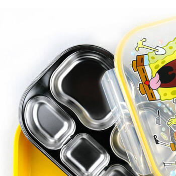 
                                        SPONGEBOBSQUAREPANTS 海绵宝宝儿童小学生餐盘分格不锈钢保温饭盒                