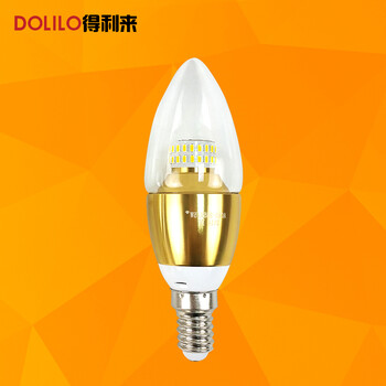 
                                        得利来高亮LED灯泡3W5W/7W9W拉尾蜡烛灯泡螺口E14尖泡水晶吊灯光源LP0501 5W金色-尖泡 暖光                