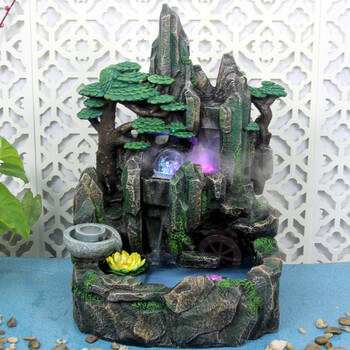 客厅雾化加湿器 假山流水喷泉流水大型鱼缸 风水轮工艺品 乔迁开业招财摆件