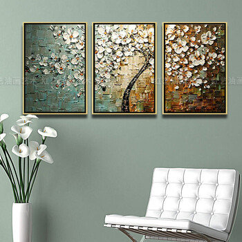 简欧式纯手绘油画客厅沙发背景墙装饰画手工