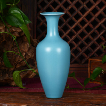 景德镇陶瓷花瓶 手作高温颜色釉 美人肩瓶 汝蓝