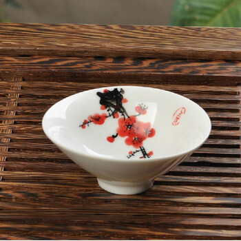 
                                                                                陶立方 时尚典雅手绘白瓷茶杯子古典功夫茶碗陶瓷个人杯斗笠多色可选 CH-002 白瓷手绘杯6件                