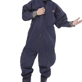 全身封闭下水裤加厚防水裤鞋雨衣抓钓鱼连体防护挖藕服户外 浅蓝色 38