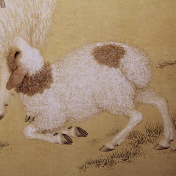 中国风卷轴国画卷轴字画三阳开泰