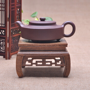宜兴紫砂茶壶托 鸡翅木六方座/四方座 壶垫 木托架 功夫茶具配件
