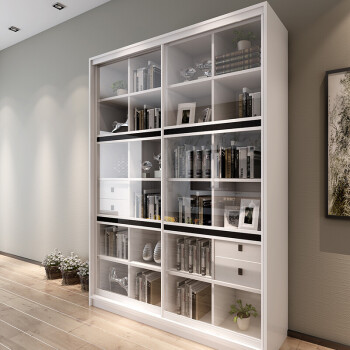 凯沃德家具组合推拉门书柜防尘玻璃门书柜储物柜文件柜展示柜置物柜