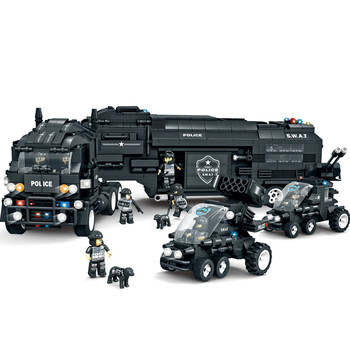 拼插玩具乐高式积木拼装儿童益智玩具男孩女孩军事特警察系列小孩玩具