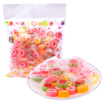 锦大 彩色水果切片糖 500g/袋装 糖果 硬糖 喜糖 4味水果糖婚庆