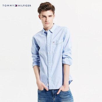 tommy hilfiger 男装长袖休闲衬衫(修身版)-dm0dm02726nf 浅蓝色973 s