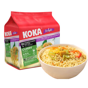 KOKA 可口方便面 咖喱味快熟拉面 非油炸泡面 85g*4 新加坡进口