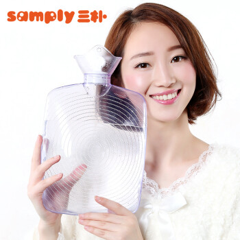 
                                        三朴samply 经典按摩纹 橡胶PVC冲注水热水袋 充水暖水袋防爆暖手宝 暖宫暖手暖腰 按摩（透明 1800ml）                