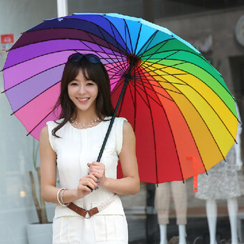 
                                        niello奈洛24骨彩虹雨伞长柄防风伞创意晴雨伞太阳伞女防晒伞 24股彩虹伞大号110CM                