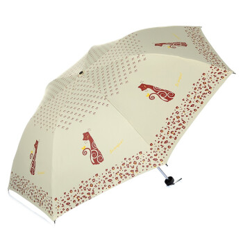 天堂伞 小猫咪咪银胶三折超轻晴雨伞33115E米黄色