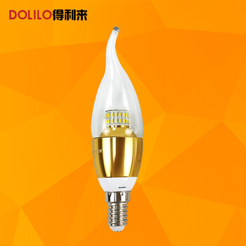 
                                        得利来高亮LED灯泡3W5W/7W9W拉尾蜡烛灯泡螺口E14尖泡水晶吊灯光源LP0501 5W金色-尖泡 暖光                