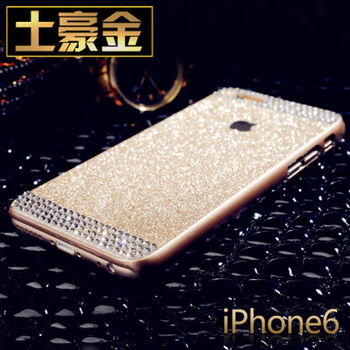 一口米  iphone6puls手机壳韩国潮 苹果6 4.7/5.5金属奢华水钻闪粉保护套 土豪金 I6p