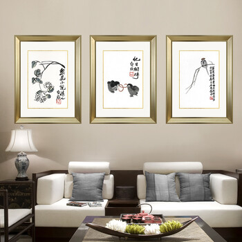 
                                        吉运来客厅装饰画现代简约卧室壁画餐厅挂画玄关墙画有框齐白石2 香槟银CY010-04 外框尺寸57*70cm                