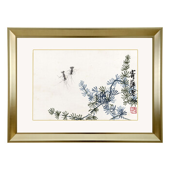 
                                        吉运来餐厅装饰画 客厅沙发背景墙画壁画走廊挂画中式有框齐白石3 香槟银GHXSCY009-09 外框尺寸45*33cm                