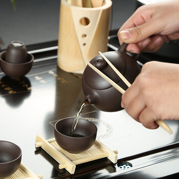 
                                        麦陶 原矿紫砂功夫茶具套装 电磁炉四合一黑檀木木实木茶盘整套 套装一行云流水(原矿紫砂西施)                