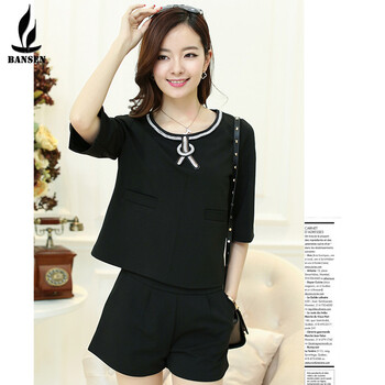 2014时尚<em>套装女夏</em>短袖韩版雪纺女装<em>宽松</em>上衣
