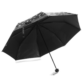 
                                        【京东超市】天堂伞（防晒值UPF50+）黑色摇滚缎面黑胶三折晴雨伞31007E黑图外                