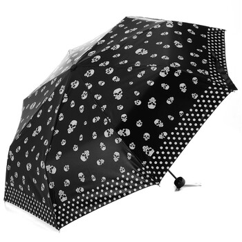
                                        【京东超市】天堂伞（防晒值UPF50+）黑色摇滚缎面黑胶三折晴雨伞31007E黑图外                