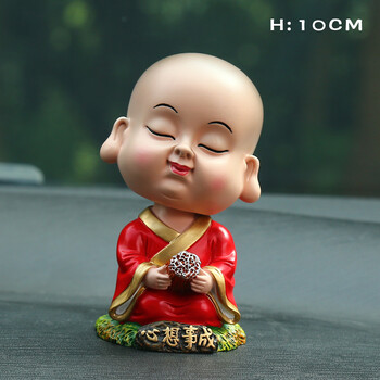 车内饰品摇头可爱小和尚车饰保平安车载车上装饰用品 摇头心想事成