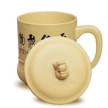 
                                        香自吟茶具 紫砂杯茶杯子盖杯宜兴手工黄龙山原矿段泥团泥古韵400毫升厚德载物紫砂杯支持订制 厚德载物段泥紫砂杯                