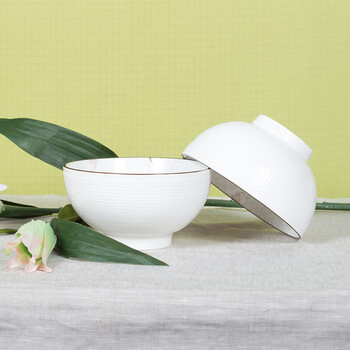雅诚德米饭碗 陶瓷碗套装(5英寸)日式餐具莱思直口碗(6只装) 粉色