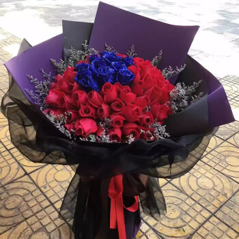 youe shone 鲜花速递99朵红玫瑰花束黑纱生日表白求婚广州上海北京 f