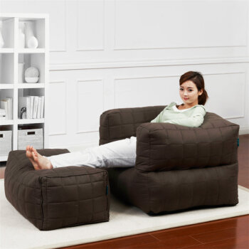 
                                        舒为居简约欧式沙发 环保丝派面料 单人沙发椅 休闲沙发 沙发椅 客厅沙发组合套装 懒人沙发 驼色脚凳                