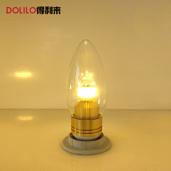 
                                        得利来高亮LED灯泡3W5W/7W9W拉尾蜡烛灯泡螺口E14尖泡水晶吊灯光源LP0501 5W金色-尖泡 暖光                