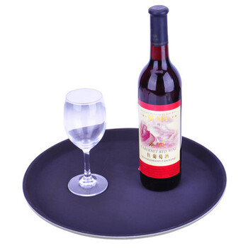 
                                                                                莱珍斯钢化防滑托盘杯子托盘酒店酒吧塑料传菜长方形托盘耐摔中式茶水盘 28cm=8.4寸圆形钢化托盘                