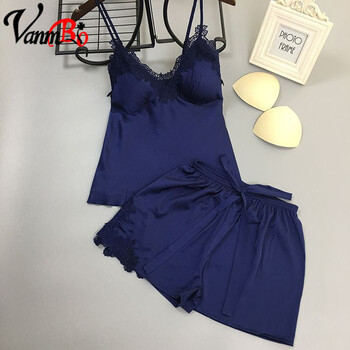 韩版春季新款性感v领吊带睡衣女薄款家居服 藏蓝色 l