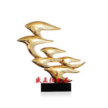 抽象大雁软装饰品 现代家居桌面摆件时尚客厅工艺品 电镀雕塑艺术品