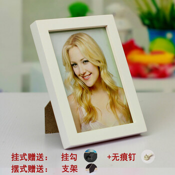俊艺实木质相框 摆台挂墙创意宜家相架 儿童照片 白色 A4挂墙--横竖可挂
