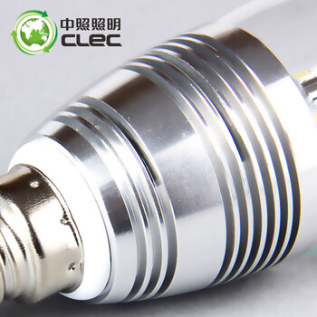中照CLEC E14螺口 3W LED灯泡 节能灯 拉尾灯泡 超亮光源 GD01-3W 3W银色尖泡暖白光