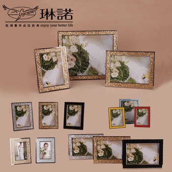 乔迁生日结婚纪念相框礼物创意金色6 7 10寸影楼婚纱照相框组合摆台 生日新婚礼物像框 G201C 10寸