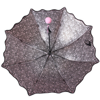 天堂伞 晚色丁香银色月光布三折蘑菇公主晴雨伞太阳伞 黄色 33166E