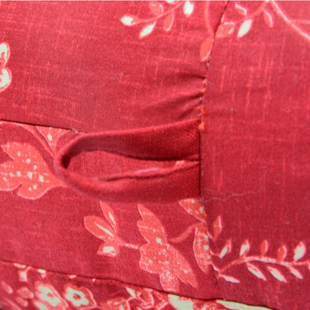 琬圭 棉麻厚圆坐垫 60x15.5cm—樱桃红底红白双色大花 飘窗 榻榻米 蒲团 宠物床