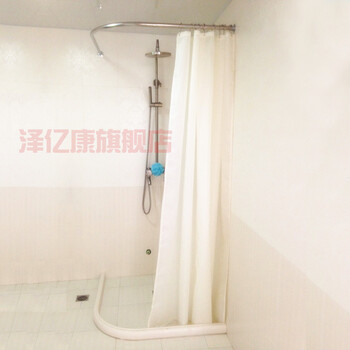 
                                        泽亿康 实芯挡水条+SUS304浴帘杆+浴帘+五珠环 尺寸弧度可以订作 杆90*90+实心挡水条+浴帘+金属环                