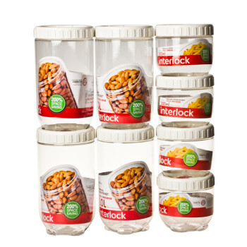 
                                        乐扣乐扣储物罐密封罐 米面桶零食收纳保鲜盒 八件套 500ml*4+1L*4                
