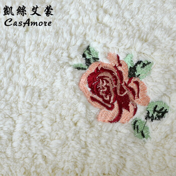
                                        CasAmoer现代素色纯棉浴室垫吸水防滑地毯可机洗门厅入户厨房卫生间环保时尚卧室床边地垫 玫瑰 50*80CM                