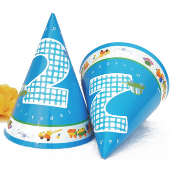 
                                        孩派HighParty生日派对用品//生日帽子//生日装扮//二岁男孩圆锥帽1个                