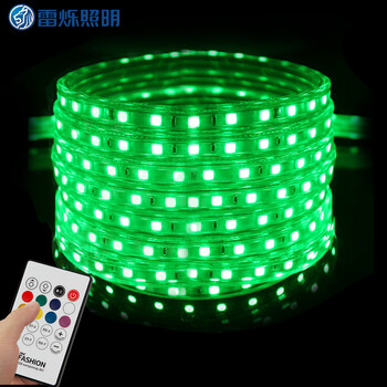 雷烁照明 LED灯带 5050七彩遥控变色 RGB灯带客厅吊顶防水高亮灯条光带 5050RGB七彩灯带 每米 米