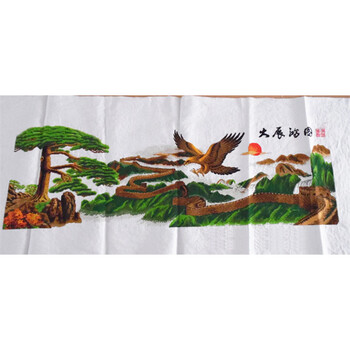
                                        皇室珍艺十字绣成品电脑机绣不带框新款客厅系列大画大幅十字绣大展宏图迎客松二 电脑机绣成品 1米4*55cm                