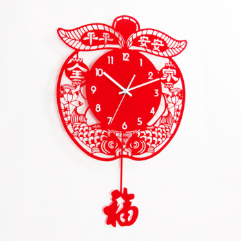 美世达现代时尚创意客厅挂钟静音石英钟中国风摇摆钟表艺术时钟 小号40*55CM