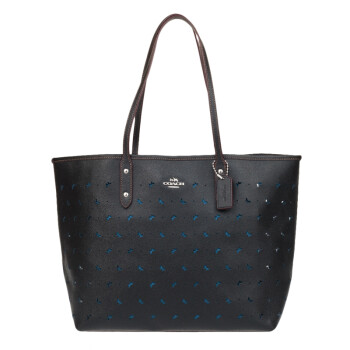 coach蔻驰女包 奢侈品女士蝴蝶印花单肩托特包 黑色f59345svbk