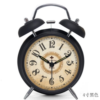 复古欧式静音金属闹钟 创意学生表白闹铃懒人克星变态大声音夜灯闹钟创意礼品 4寸浅绿色