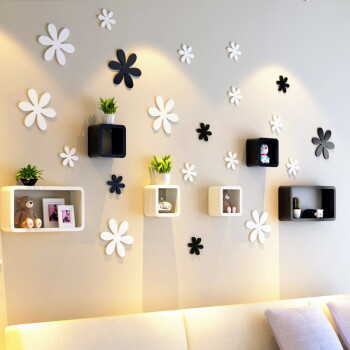 
                                        波密兔 3D立体木质可移除花朵墙贴电视背景墙隔板照片墙贴儿童房 绿色一套-3朵                