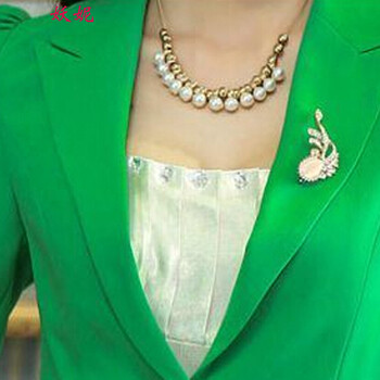 妖妮2015夏秋女薄外套韩版通勤修身显瘦中袖西服休闲小西装 绿色 XL